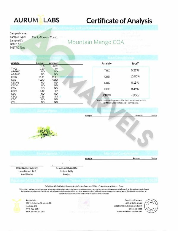 Mountain Mango COA pdf 1 | Ag Marvels